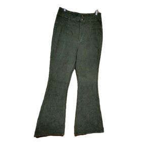 Free People Green Women's Corduroy Flare High Waisted Pants Size 32X33